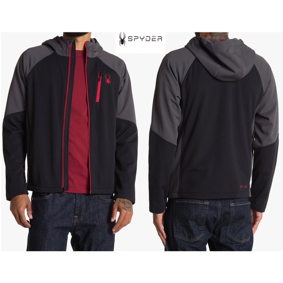 Spyder Other - SPYDER MEN NWT MENDOZA HOODED SOFTSHELL WATERPROOF BLACK JACKET. SIZE S
